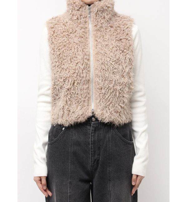 CALNAMUR「フェイクファーノースリーブスタンドブルゾン」|ブルゾン・スタジャン|