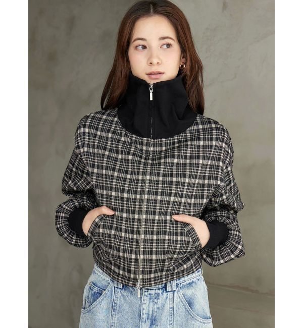 CALNAMUR「チェックニットソーブルゾン」|ブルゾン・スタジャン|