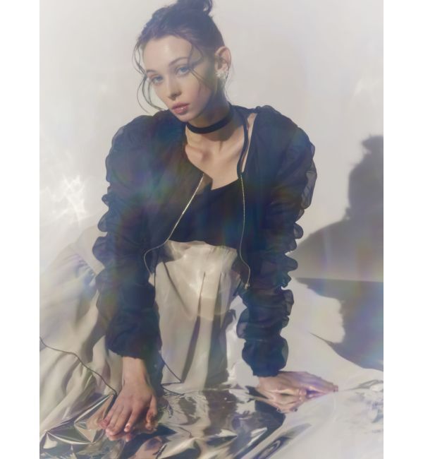 RESEXXY「ギャザークロップドシアーブルゾン」|ブルゾン・スタジャン|