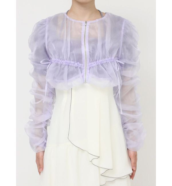 RESEXXY「ギャザークロップドシアーブルゾン」|ブルゾン・スタジャン|