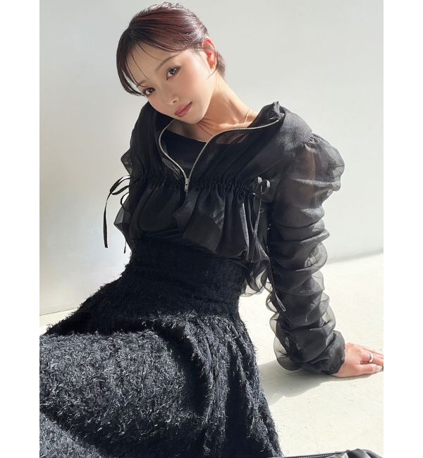 RESEXXY「ギャザークロップドシアーブルゾン」|ブルゾン・スタジャン|