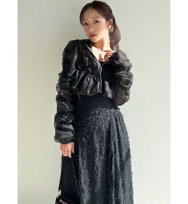 RESEXXY「ギャザークロップドシアーブルゾン」|ブルゾン・スタジャン|