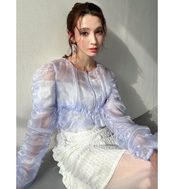 RESEXXY「ギャザークロップドシアーブルゾン」|ブルゾン・スタジャン|