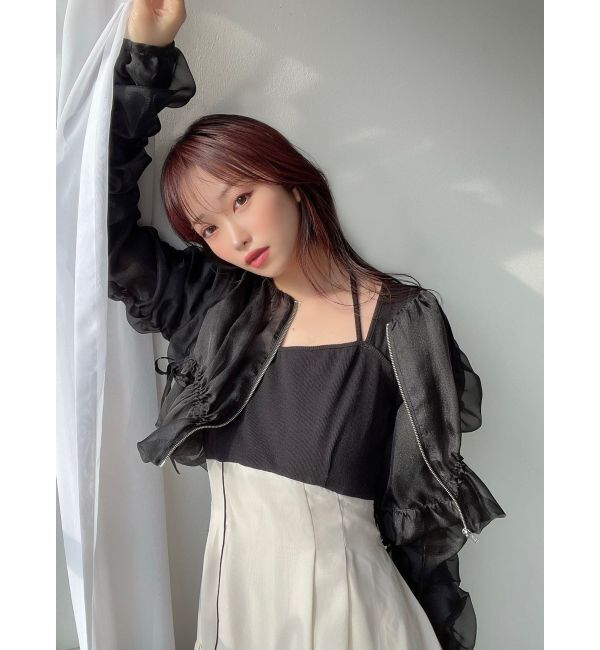 RESEXXY「ギャザークロップドシアーブルゾン」|ブルゾン・スタジャン|