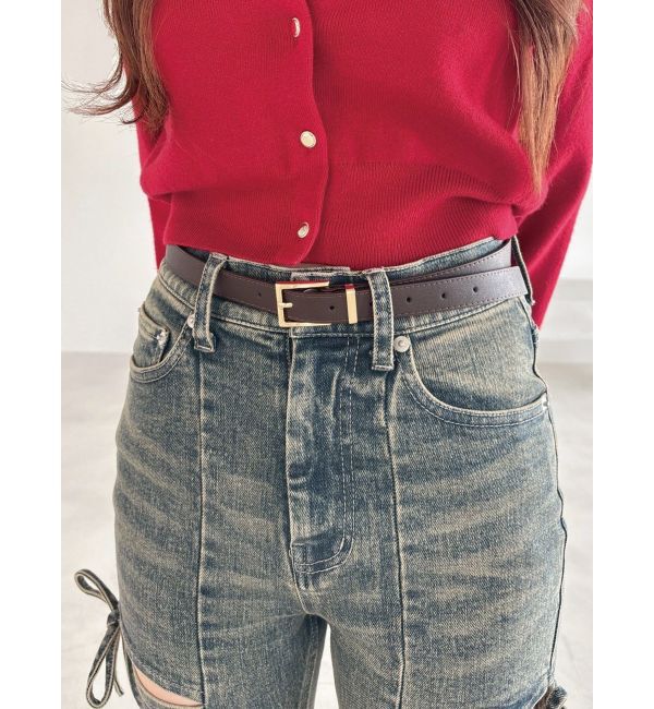 RESEXXY「シンプルスリムベルト」|ベルト|ブラウン