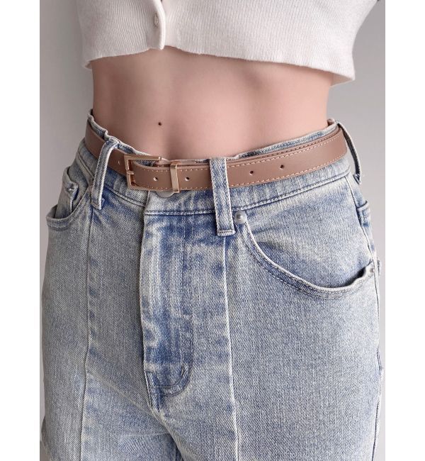 RESEXXY「シンプルスリムベルト」|ベルト|ベージュ