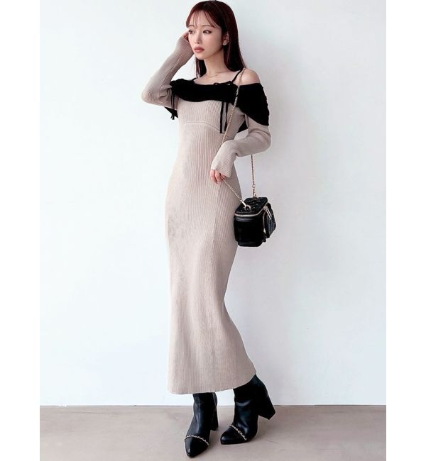 RESEXXY「【骨格ストレート向け】バイカラーニットワンピース」|ワンピース|