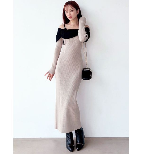 RESEXXY「【骨格ストレート向け】バイカラーニットワンピース」|ワンピース|