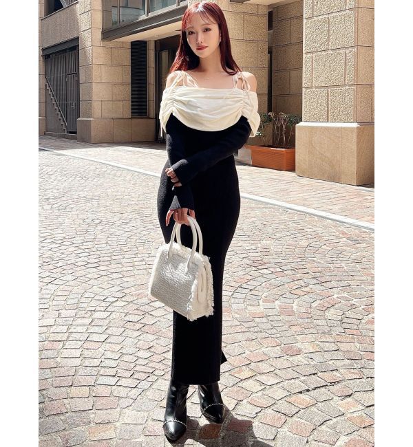 RESEXXY「【骨格ストレート向け】バイカラーニットワンピース」|ワンピース|