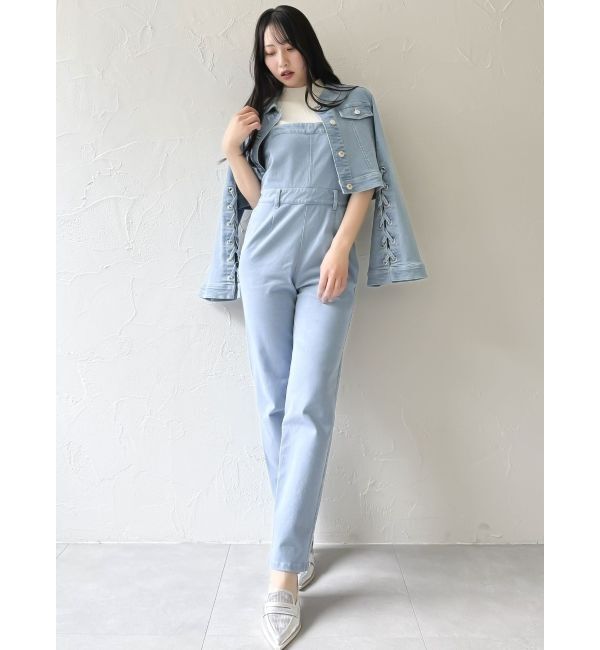 dazzlin「スリムデニムベアロンパース」|ワンピース|