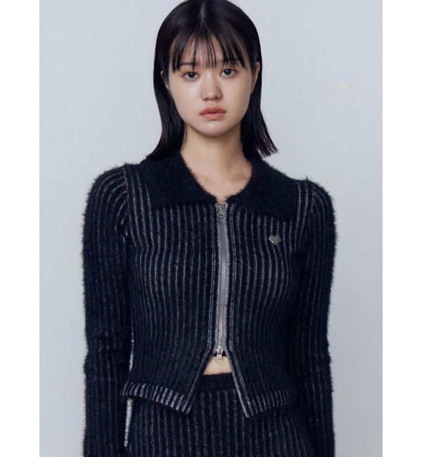 EMODA「シャギープレーティングジップトップス」|ニット・セーター|