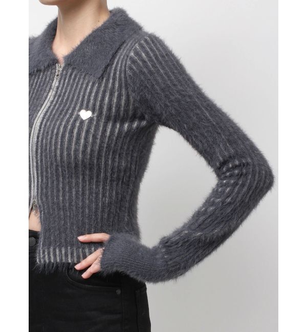 EMODA「シャギープレーティングジップトップス」|ニット・セーター|