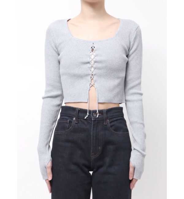 EMODA「フロントレースアップフィットニット」|ニット・セーター|