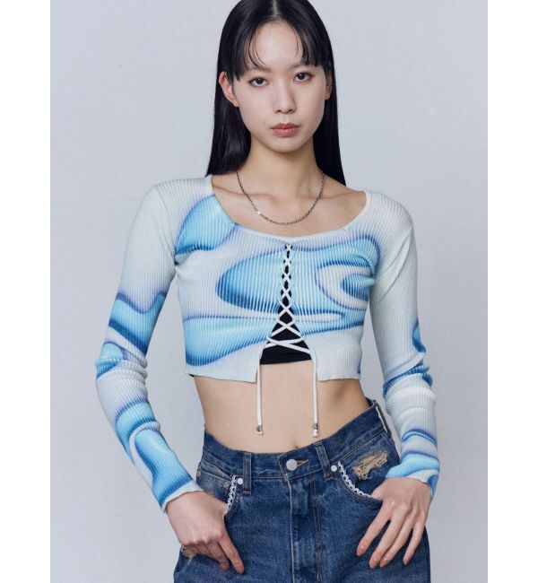 EMODA「フロントレースアップフィットニット」|ニット・セーター|