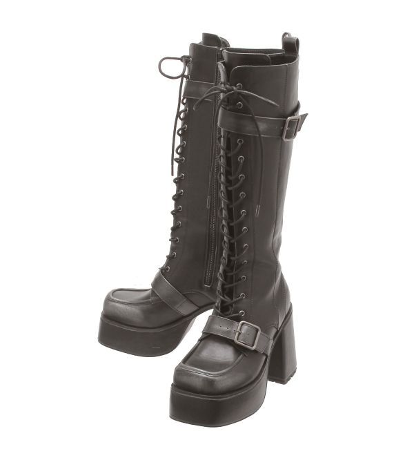 MURUA「レースアップベルトロングブーツ」|ロングブーツ|