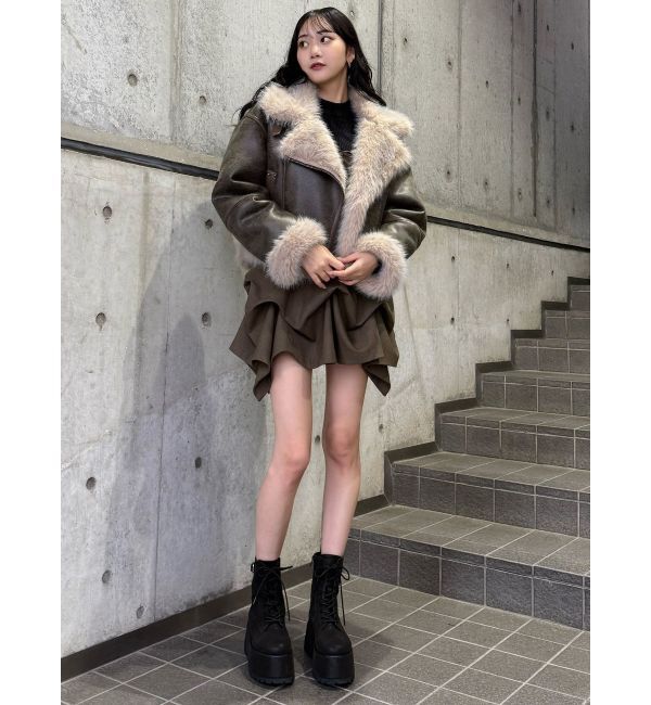 MURUA「プラットフォームレースアップブーツ」|ロングブーツ|