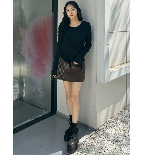 MURUA「プラットフォームレースアップブーツ」|ロングブーツ|