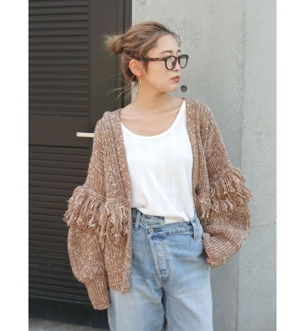 Ungrid「フリンジデザインニットカーディガン」|カーディガン|