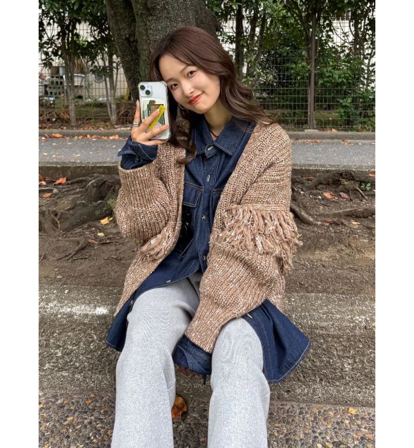 Ungrid「フリンジデザインニットカーディガン」|カーディガン|