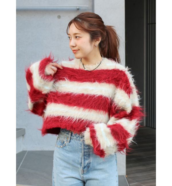 Ungrid「シャギーボーダールーズニット」|ニット・セーター|