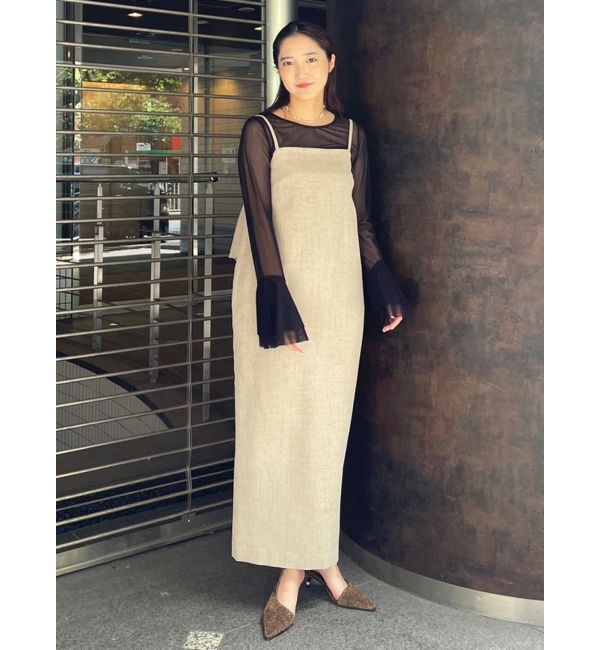 LAGUNAMOON「バッグラペルキャミワンピース」|ワンピース|ベージュ