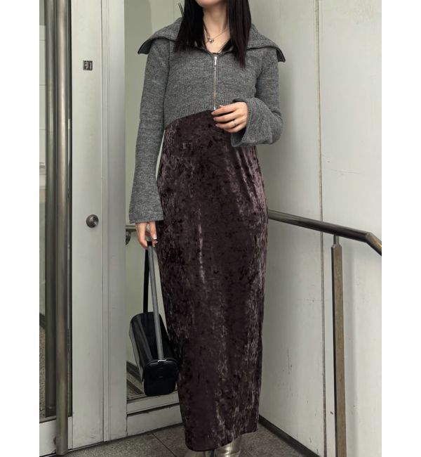 LAGUNAMOON「ショートZIPカーデセットベロアワンピース」|ワンピース|グレー