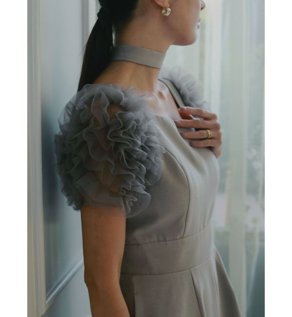 LAGUNAMOON「【ソンイさんコラボ】LADYチュールショルダーパンツドレス」|ドレス|ライトグレー