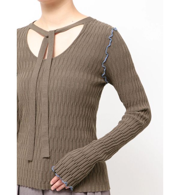 LAGUNAMOON「デザインリブボウタイニットプルオーバー」|ニット・セーター|