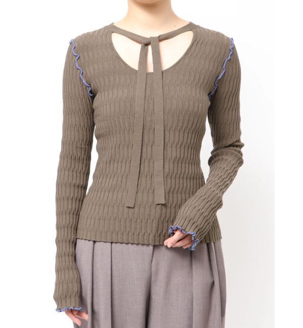 LAGUNAMOON「デザインリブボウタイニットプルオーバー」|ニット・セーター|