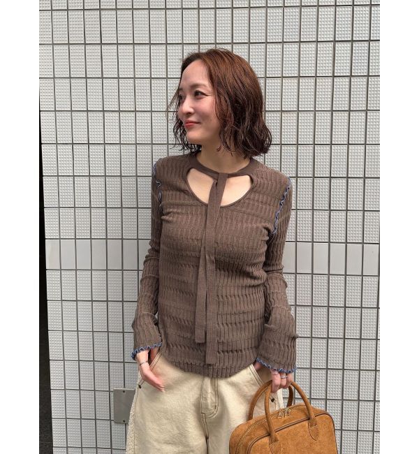 LAGUNAMOON「デザインリブボウタイニットプルオーバー」|ニット・セーター|