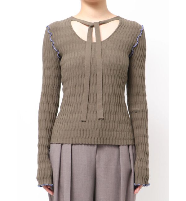 LAGUNAMOON「デザインリブボウタイニットプルオーバー」|ニット・セーター|