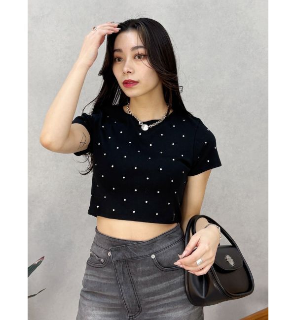 EVRIS「ラインストーンコンパクトＴシャツ」|Tシャツ・カットソー|