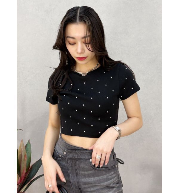 EVRIS「ラインストーンコンパクトＴシャツ」|Tシャツ・カットソー|