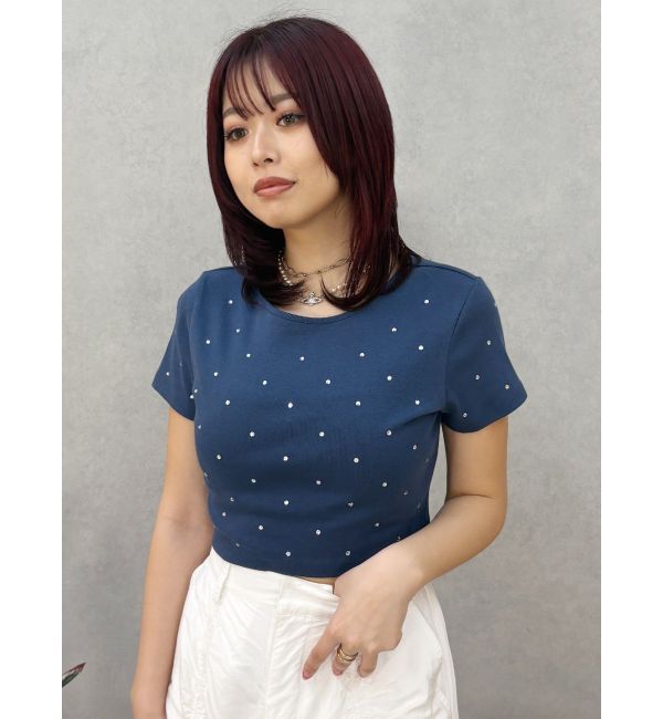 EVRIS「ラインストーンコンパクトＴシャツ」|Tシャツ・カットソー|