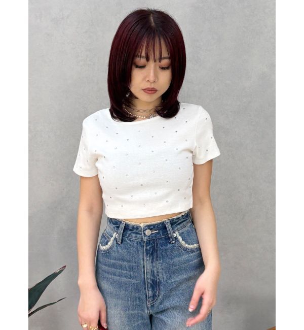 EVRIS「ラインストーンコンパクトＴシャツ」|Tシャツ・カットソー|
