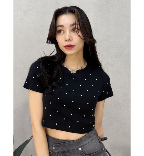EVRIS「ラインストーンコンパクトＴシャツ」|Tシャツ・カットソー|