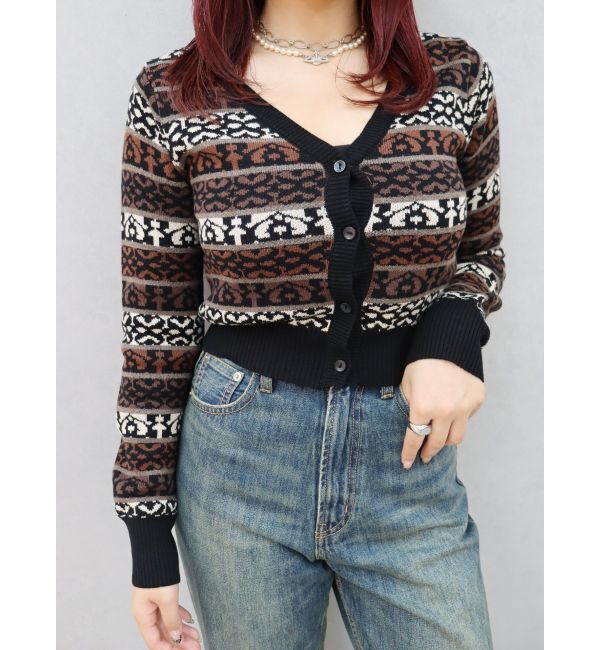 EVRIS「オリジナルジャガードショートニットカーディガン」|カーディガン|