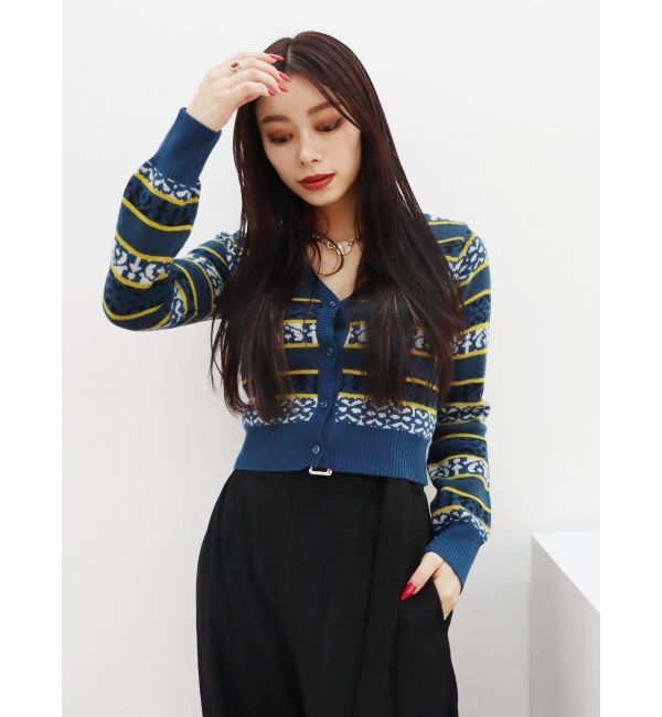 EVRIS「オリジナルジャガードショートニットカーディガン」|カーディガン|