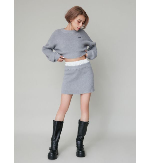 EVRIS「ダブルウエストファンシーヤーンミニスカート【セットアップ着用可能】」|スカート|