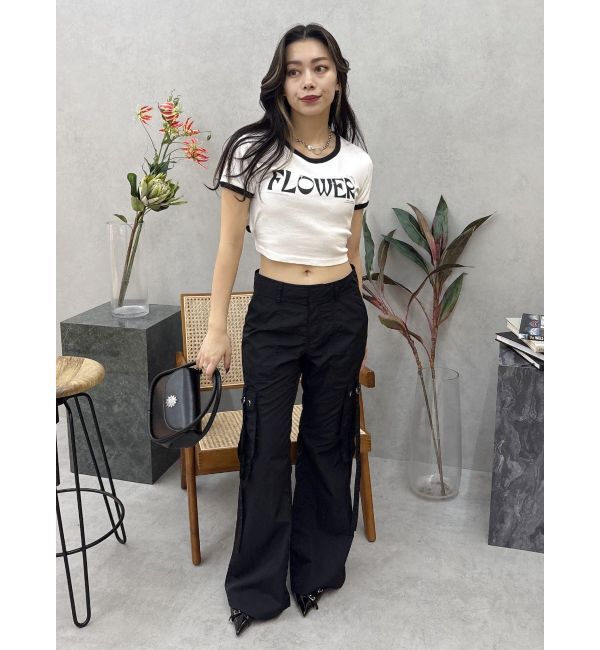 EVRIS「FLOWERストラップクロップドＴシャツ」|Tシャツ・カットソー|