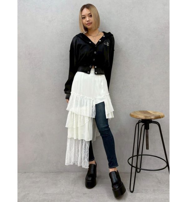 EVRIS「ミックスドッキングアシンメトリースカート」|スカート|