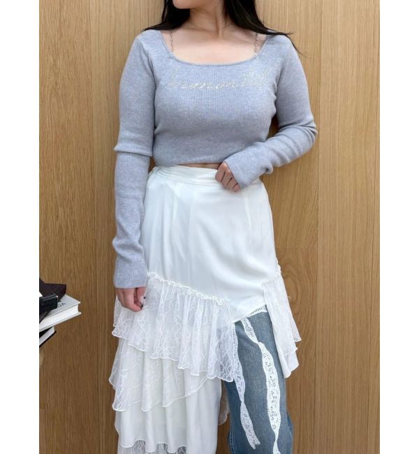 EVRIS「ミックスドッキングアシンメトリースカート」|スカート|