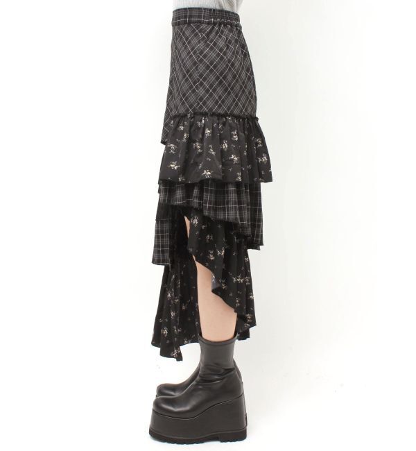 EVRIS「ミックスドッキングアシンメトリースカート」|スカート|