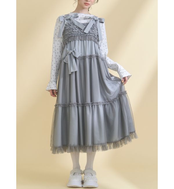 merry jenny「チュールリボンキャミワンピース」|ワンピース|ブルー