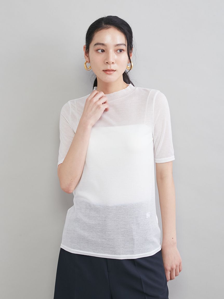 Mila Owen「ウールテンセルハーフスリーブシアーＴ」|Tシャツ・カットソー|WHT