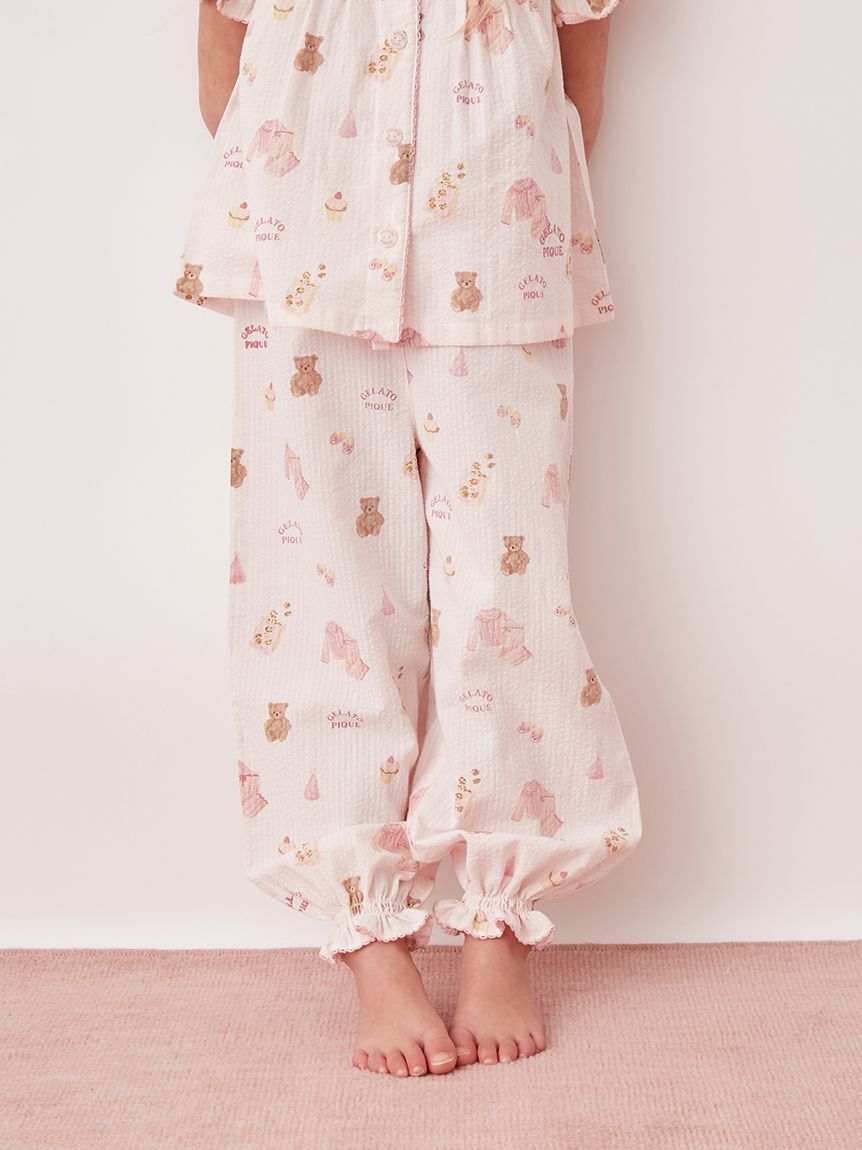 GELATO PIQUE KIDS & BABY「【KIDS】パジャマパーティー柄シャーリングロングパンツ」|ルームウェア|
