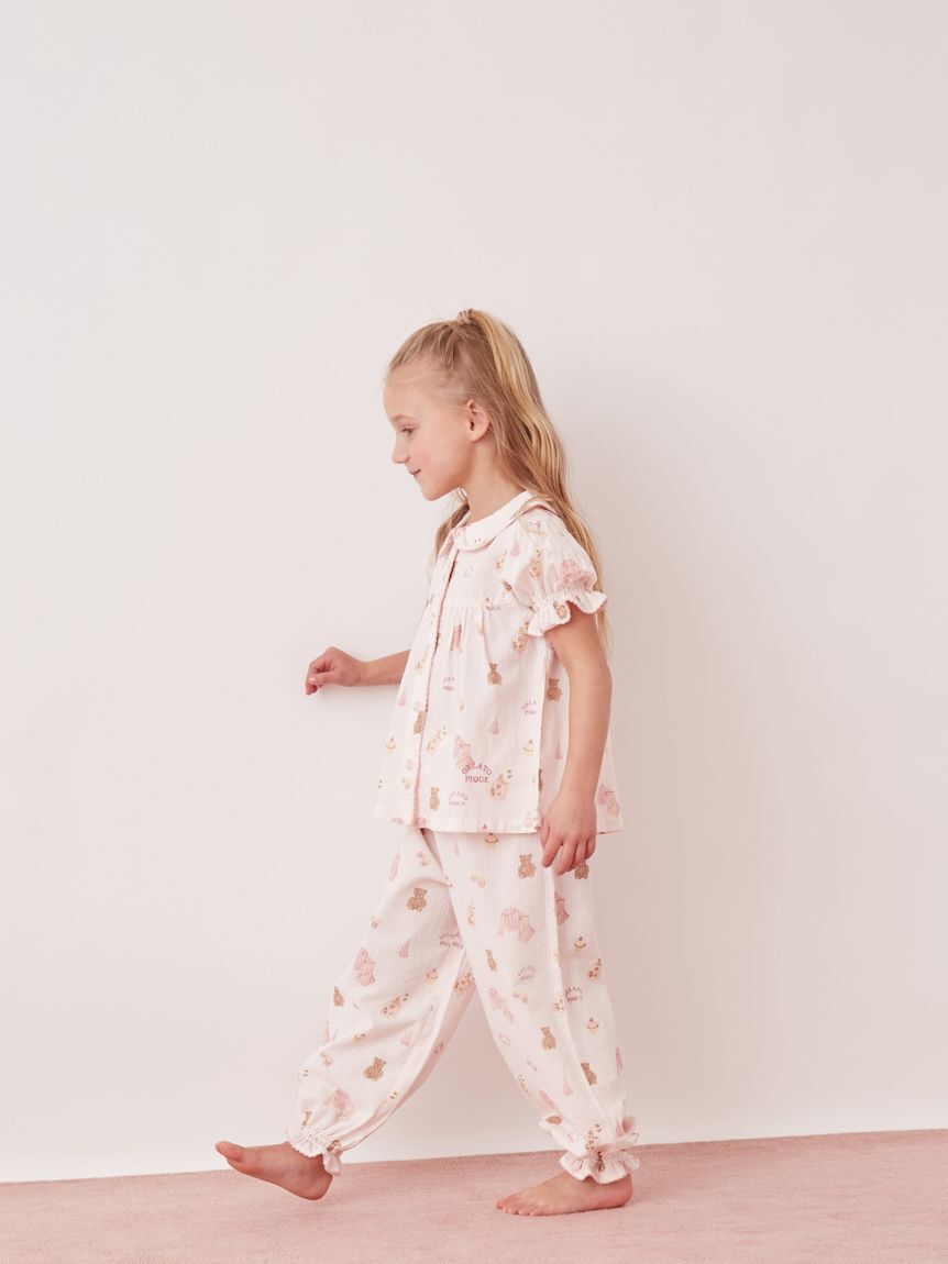 GELATO PIQUE KIDS & BABY「【KIDS】パジャマパーティー柄シャーリングロングパンツ」|ルームウェア|