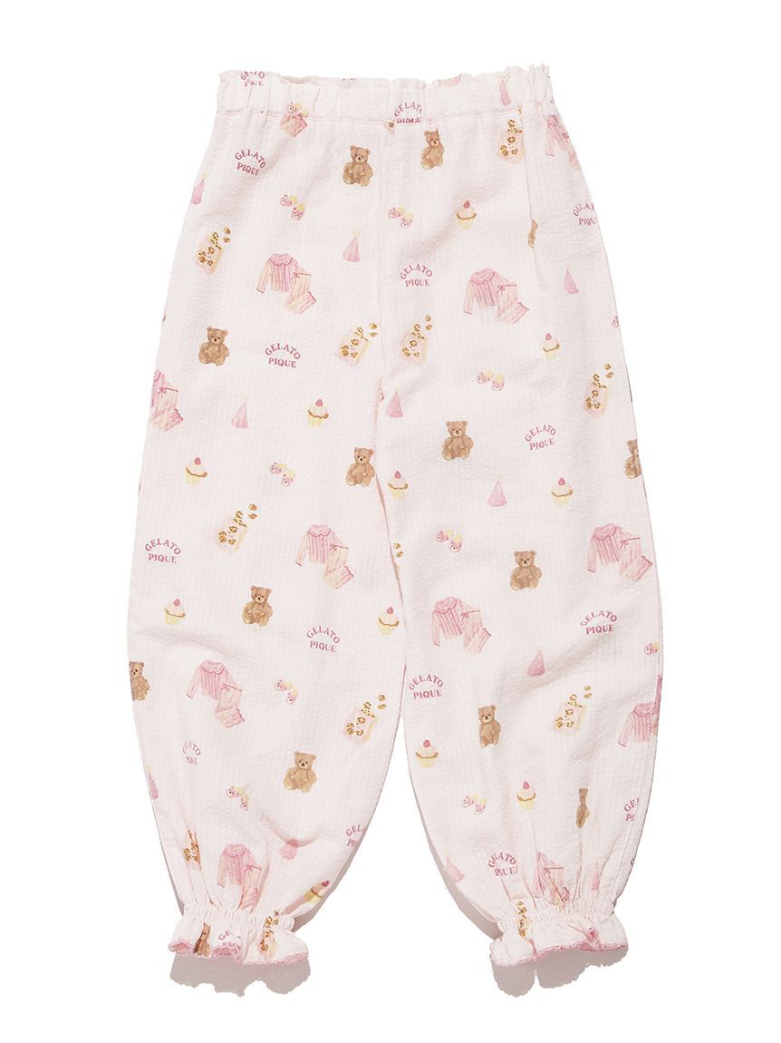 GELATO PIQUE KIDS & BABY「【KIDS】パジャマパーティー柄シャーリングロングパンツ」|ルームウェア|