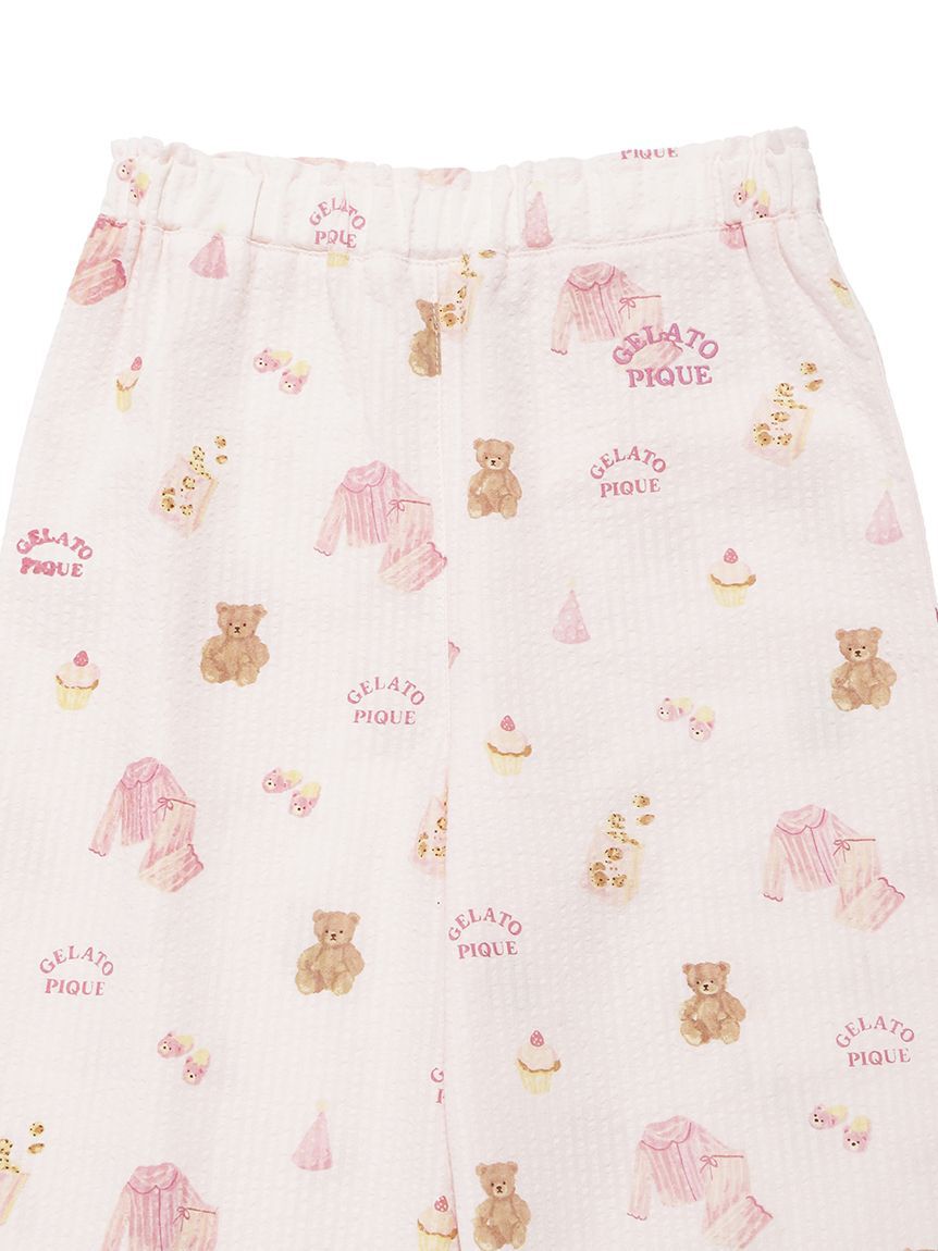 GELATO PIQUE KIDS & BABY「【KIDS】パジャマパーティー柄シャーリングロングパンツ」|ルームウェア|