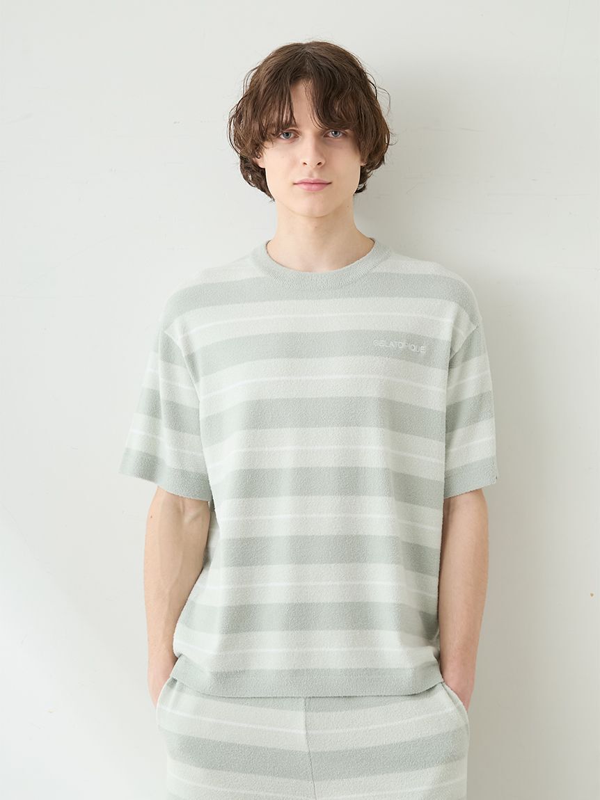 GELATO PIQUE HOMME「【HOMME】【接触冷感】スムーズィーliteクールランダムボーダープルオーバー」|プルオーバー|